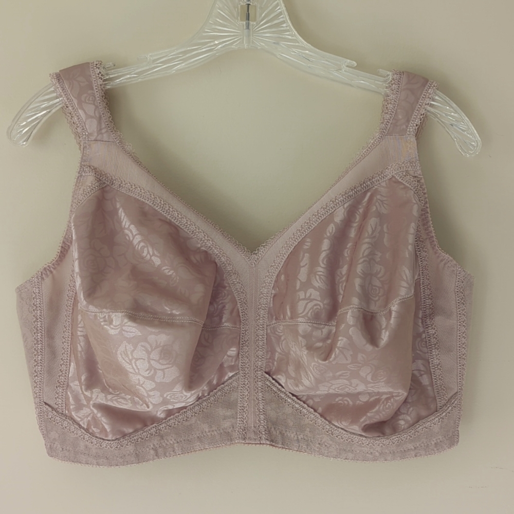 Playtex Floral Cushion Strap Wirefree Bra 44DD Tan Brown